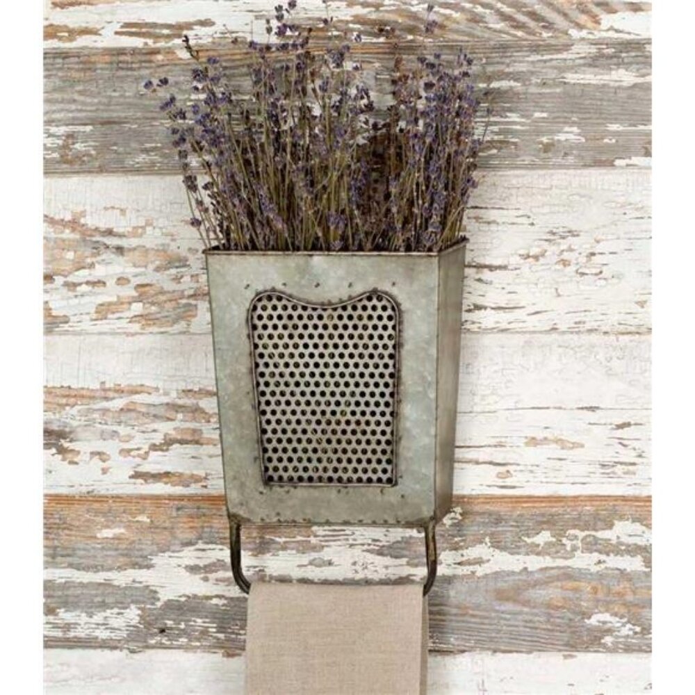 Colonial Tin Works Galvanized Steel Vintage Dalton Wall Box with Towel Bar